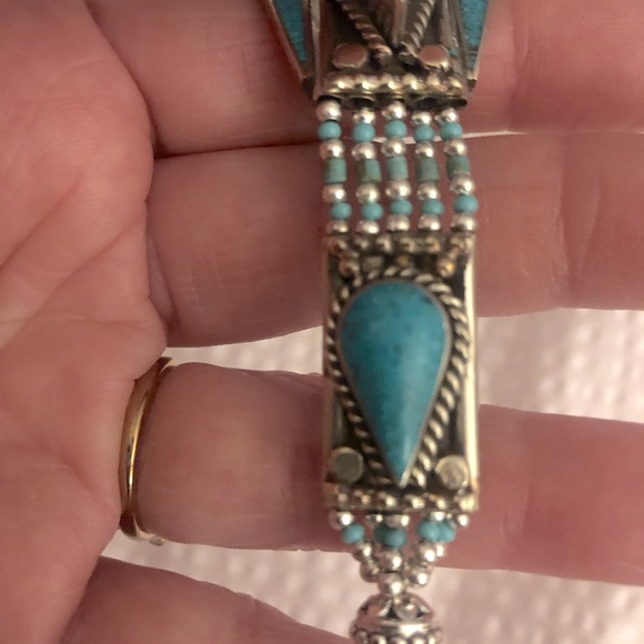 Turquoise bracelet - Vintage Sterling Silver - 50 grams - Picture 7 of 10